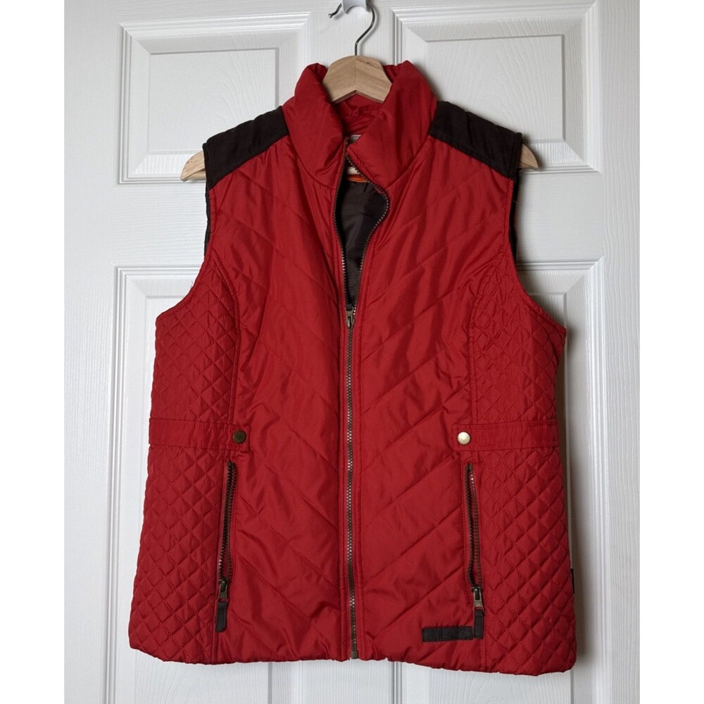 GH Bass & Co Vest  Tango Red Brown Quilted Outdoor Hiking Full Zip Women's Large